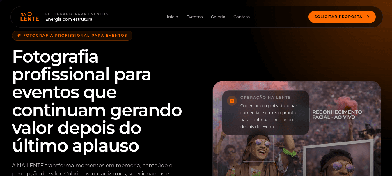 Site Institucional Na Lente